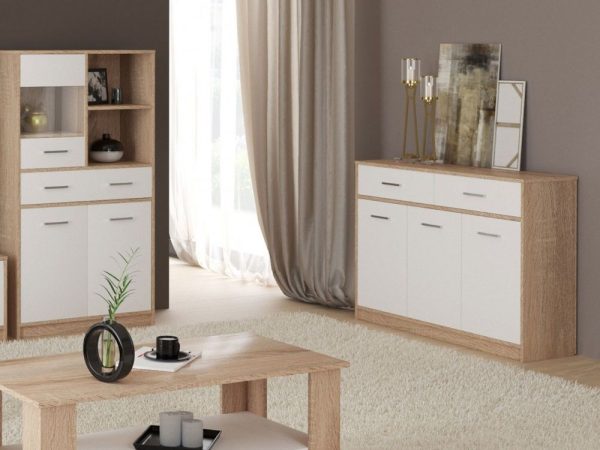 Стенка «Стелс» с комодом, Дуб сонома/белый — изображение 3