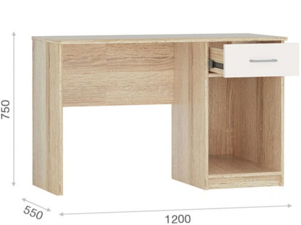 Стол «Стелс» 120 1д1ящ, Дуб сонома/белый — изображение 3