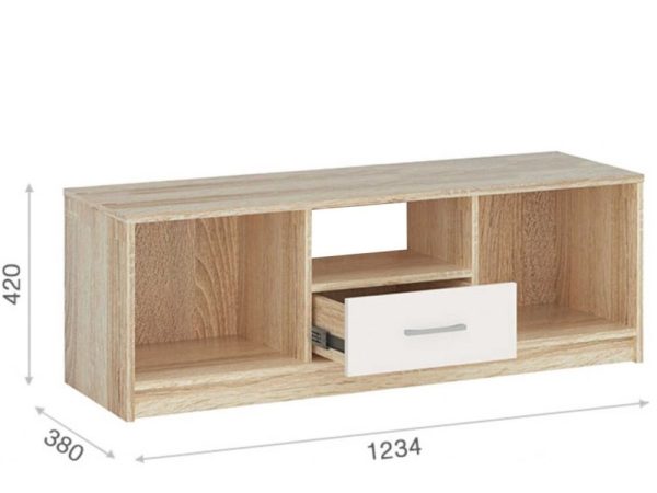 Тумба ТВ «Стелс» 2д1ящ, Дуб сонома/белый — изображение 3