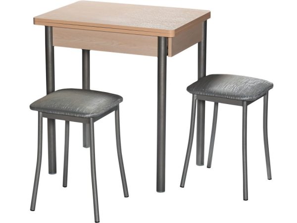 Стол ДП1-01-08 700(1000)*500 «Компакт» ЛДСП:Дуб светлый, Н/с прямые Металлик — изображение 5