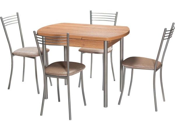 Стол М2 ДП1-02-04 1000(1600)*670, ЛДСП:Дуб горный, Н/стола прямые Металлик — изображение 4