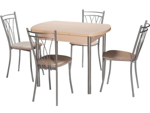 Стол М2 ДП1-02-04 1000(1600)*670, ЛДСП:Дуб светлый, Н/стола прямые Металлик — изображение 4