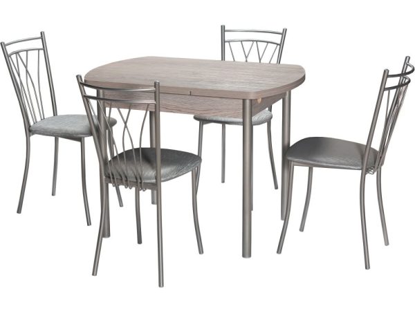 Стол М2 ДП1-02-04 1000(1600)*670, ЛДСП:Дуб Навара, Н/стола прямые Металлик — изображение 4