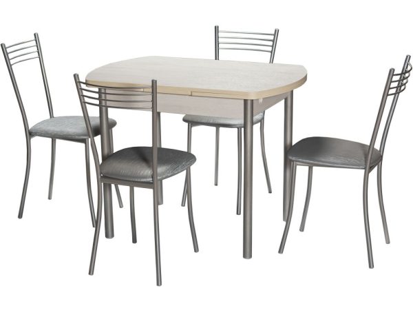 Стол М2 ДП1-02-04 1000(1600)*670, ЛДСП:Дуб Самерсет, Н/стола прямые Металлик — изображение 4