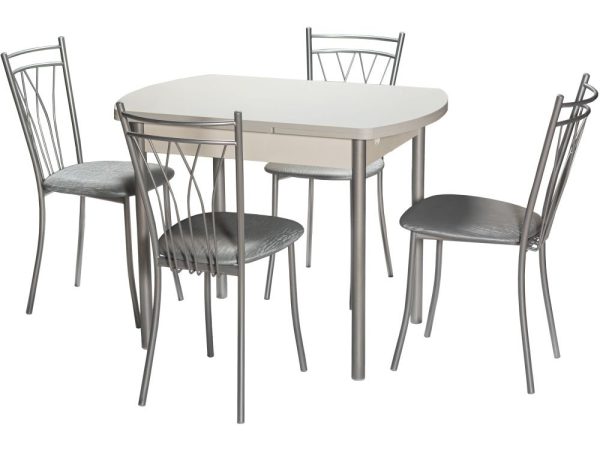 Стол М2 ДП1-02-04 1000(1600)*670, ЛДСП:Жемчуг, Н/стола прямые Металлик — изображение 4