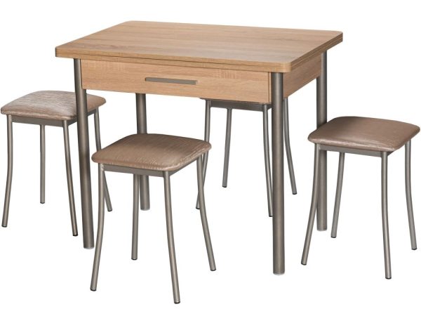 Стол М20 ДП1-02-05 900(1200)*600, ЛДСП:Дуб Сонома, Н/стола (Металлик) — изображение 5