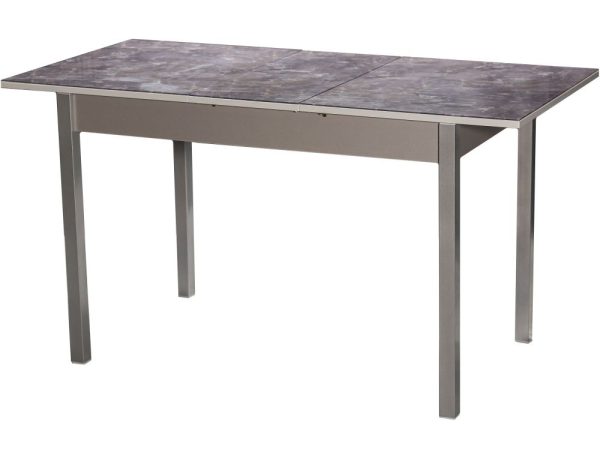 Стол М80 ДП1-03-03 1100(1400)*680 «Бристоль» Стекло с/в «Королевский Мрамор», Н/с Металлик — изображение 3