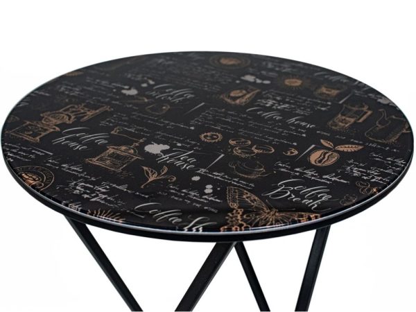 Стол М100 ДП1-03-05 480*480*620 Фотопечать «Кофе хаус», черный матовый — изображение 3
