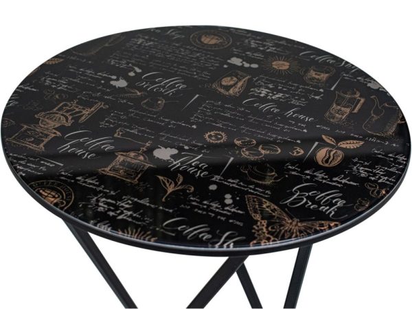 Стол М100 ДП1-03-05 480*480*620 Фотопечать «Кофе хаус», черный матовый — изображение 5
