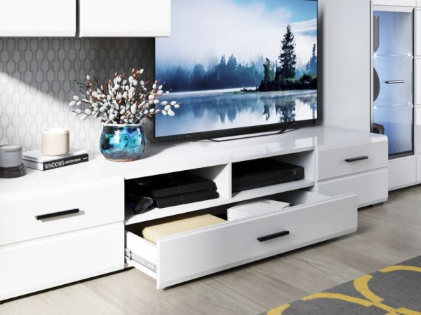 Стенка «Йорк» с комодом, Белый/белый глянец — изображение 5