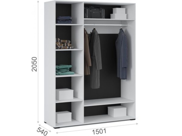 Шкаф «Йорк» 3дв, Белый/белый глянец — изображение 3
