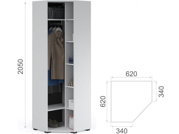 Шкаф «Йорк» 62, Белый/белый глянец — изображение 3