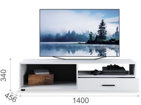 Тумба ТВ «Йорк» 1д1ящ ЛВ, Белый/белый глянец — изображение 3