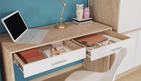 Стол «Стелс» 100 2ящ, Дуб сонома/белый — изображение 4