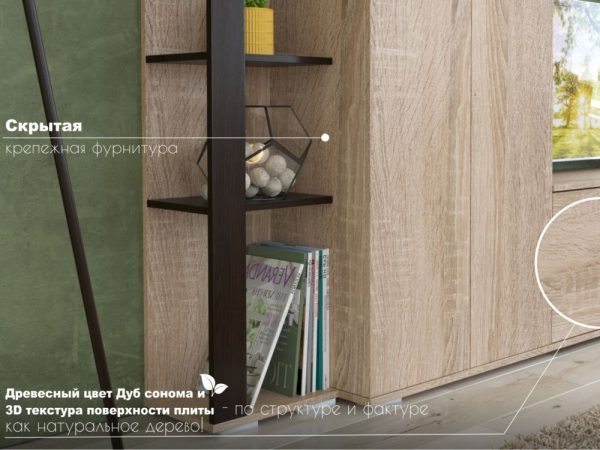 Стенка «Торонто», Дуб Сонома/венге — изображение 4