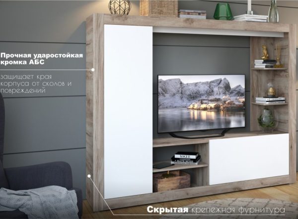 Дуб Крафт серый/белый