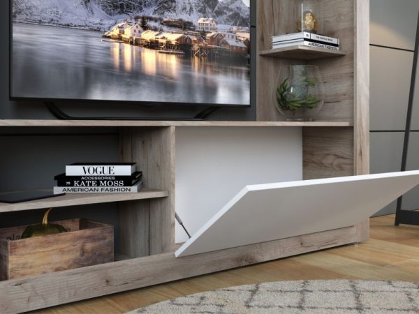 Стенка «Рона», Дуб Крафт серый/белый — изображение 5