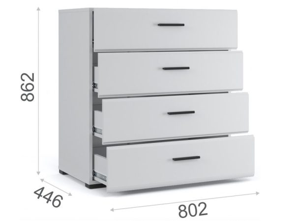 Комод «Йорк» 4ящ, Белый/белый глянец — изображение 3