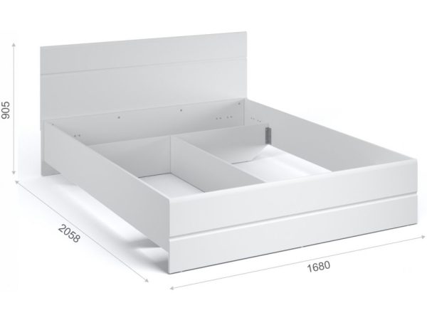 Кровать «Йорк» 160*200 без ламелей, Белый/белый глянец — изображение 3