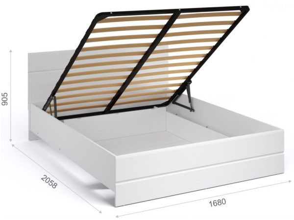 Кровать «Йорк» 160*200 (подъемник), Белый/белый глянец — изображение 3