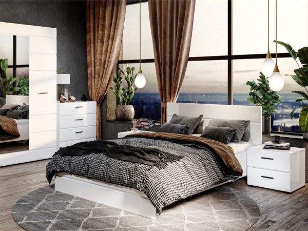 Спальня «Йорк-1», Белый/белый глянец — изображение 3