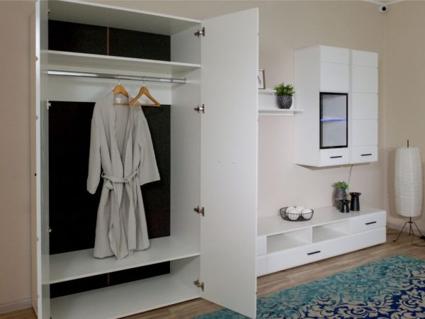 Шкаф «Йорк» 2дв, Белый/белый глянец — изображение 5