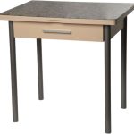 Стол М37 «Милагро» с ящиком ДП1-03-06 стекло «Мозаика бежевая»/крем