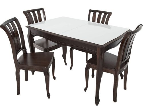 Обеденная группа (Стол Кабриоль GLASS и 4 стула Кабриоль жесткий)