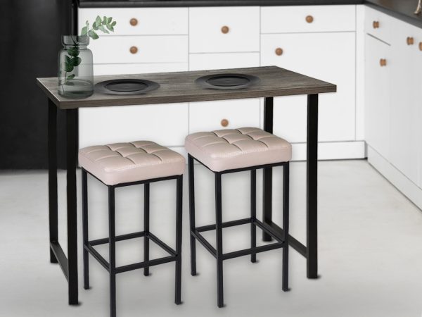 Обеденная группа (Консоль барная и 2 стула Камелот), кожзам беж — изображение 3