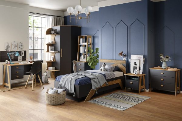 Кровать «Скандинавия 900» КМК 0905.2, Графит/ дуб наварра — изображение 3