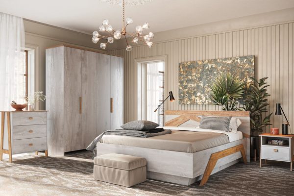 03_2 Шкаф «Скандинавия 3Д» КМК 0905.7, бетон пайн светлый/ дуб наварра — изображение 3