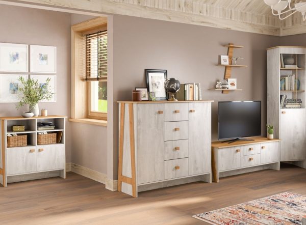 Тумба «Скандинавия 2Д 1» КМК 0905.32, Бетон пайн светлый/ дуб наварра — изображение 3