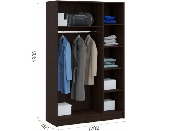 Шкаф «Алёна» 3дв (без зеркал), Венге/Дуб молочный — изображение 3