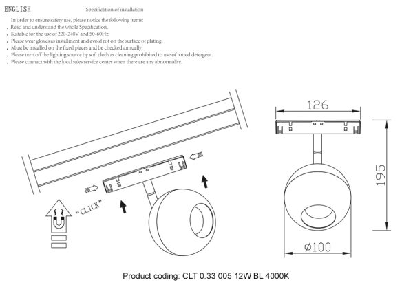 Светильник трековый магнитный Crystal Lux CLT 0.33 005 12W BL 4000K — изображение 3