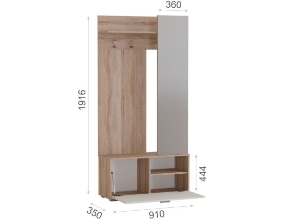 Прихожая Лайт», Дуб сонома/белый — изображение 3