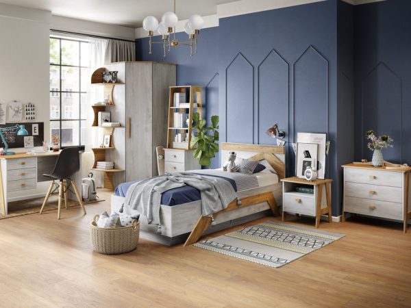 Стеллаж «Скандинавия» 2Я КМК 0905.19, Бетон пайн светлый/ дуб наварра — изображение 3