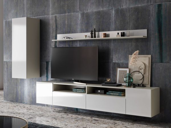 Тумба «Женева 2Д"Я» КМК 0889.2, Белая/ Белый глянец — изображение 3