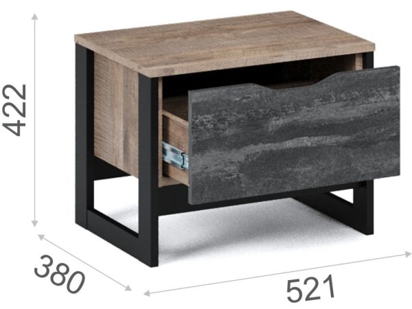Тумба «Стокгольм» 1ящ, Дуб гранж песочный/Железный камень — изображение 3