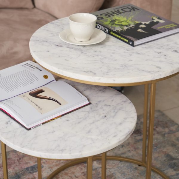 Столики из мрамора, набор БРУНИ Вайт — изображение 3