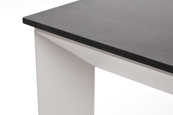 "Венето" обеденный стол из HPL 90х90см, цвет "серый гранит", каркас белый — изображение 4