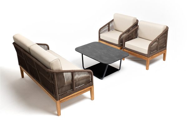 "Канны" лаунж-зона 4-местная из роупа со столом "Гранада" (серый гранит)