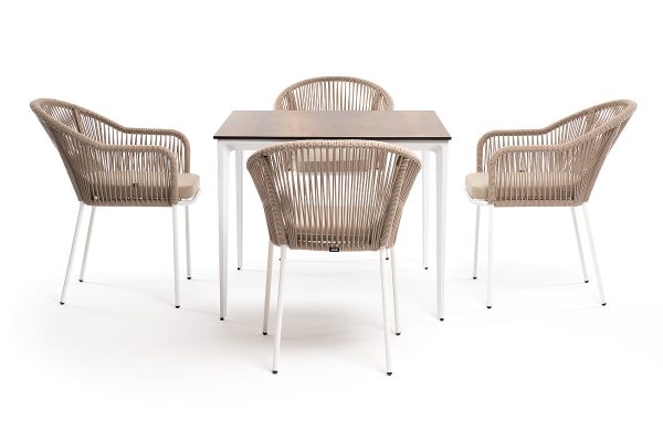 Малага-обеденная-группа-на-4-персоны-со-стульями-Лион-каркас-белый-роуп-бежевый-1 каркас белый