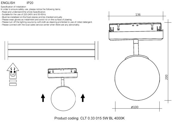 Светильник трековый магнитный Crystal Lux CLT 0.33 015 5W BL 4000K — изображение 3