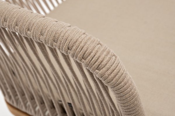 "Лион" стул плетеный из роупа, основание дуб, роуп бежевый круглый, ткань бежевая — изображение 5