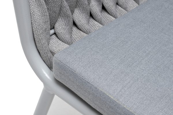 "Монако" стул плетеный из роупа, каркас алюминий светло-серый (RAL7035) муар, роуп светло-серый 40 мм, ткань светло-серая — изображение 5