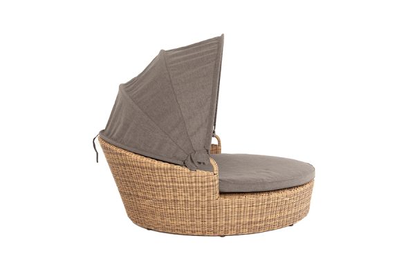 "Стильяно" плетеная кровать круглая, цвет соломенный — изображение 3