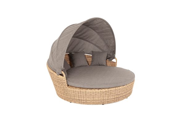 "Стильяно" плетеная кровать круглая, цвет соломенный — изображение 5