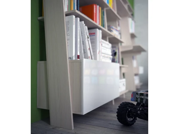 Стеллаж Strike широкий с ящиком белый, ясень коимбра — изображение 2