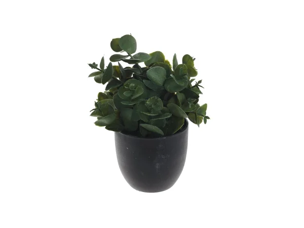 Цветок искусственный Зелень в черном горшке черный, зеленый — изображение 2