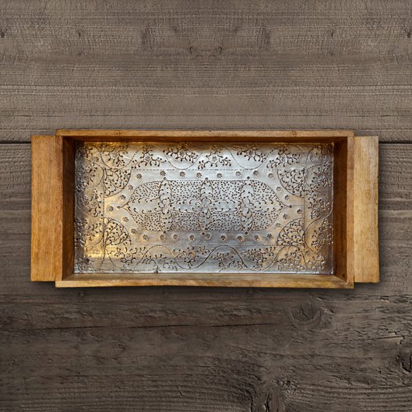 Поднос ROOMERS FURNITURE HD-AM-76 - Light burnt with ant. silver metal finish — изображение 2